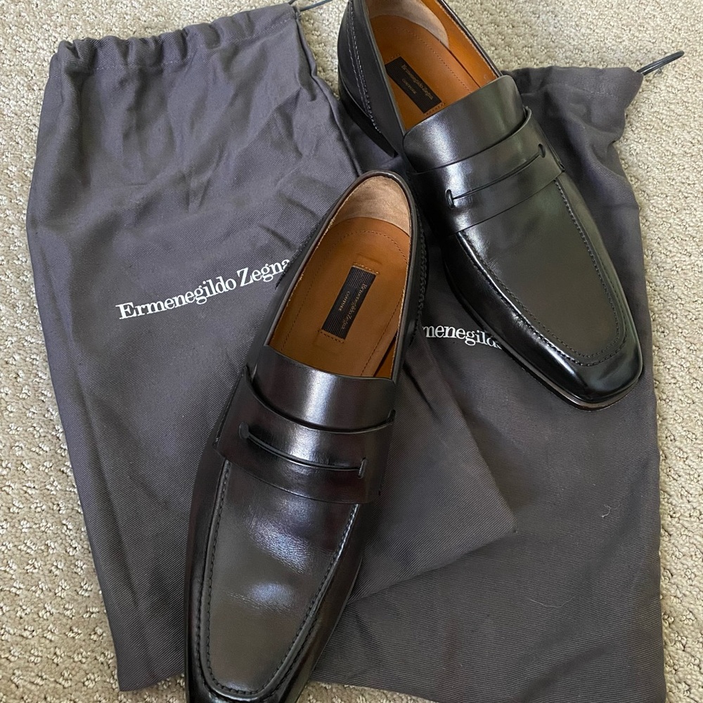 ERMENEGILDO ZEGNA… DARK BROWN NAPPA L'ASOLA MOCCASIN